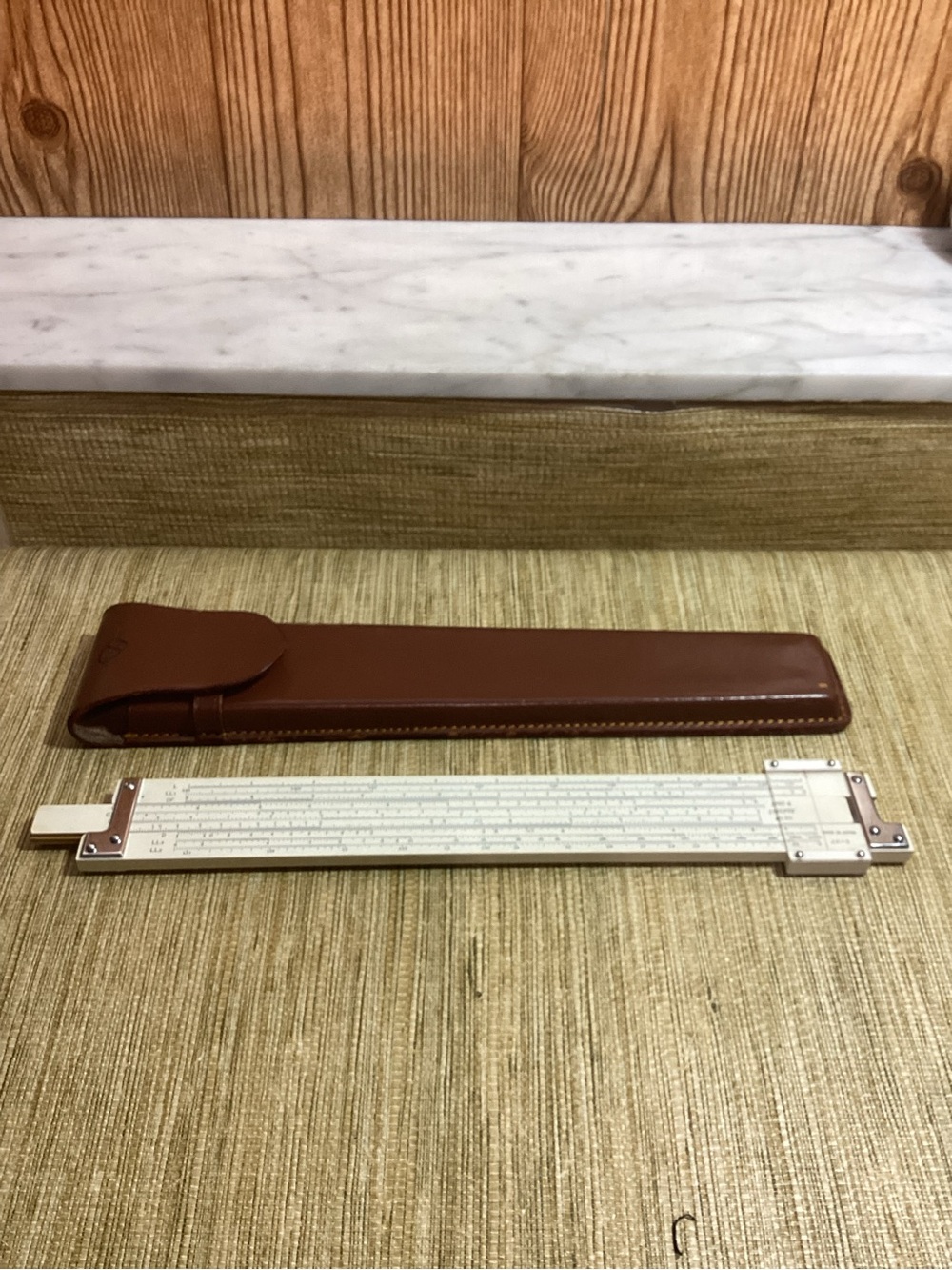 Vintage Sans & Streiffe No. 311 Slide Rule with Brown Leather Slide Rule Case